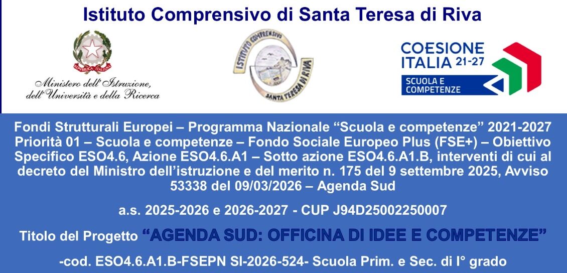 Avvio Progetto “Agenda Sud: Officina di Idee e Competenze” CUP J94D25002250007